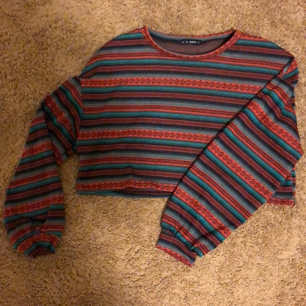 Crop cute pattern long sleeve